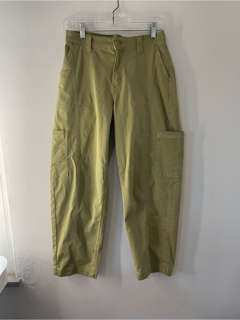 American Eagle Outfitters Olive Barrel Wide-Leg Cargo Jumpsuit Pants